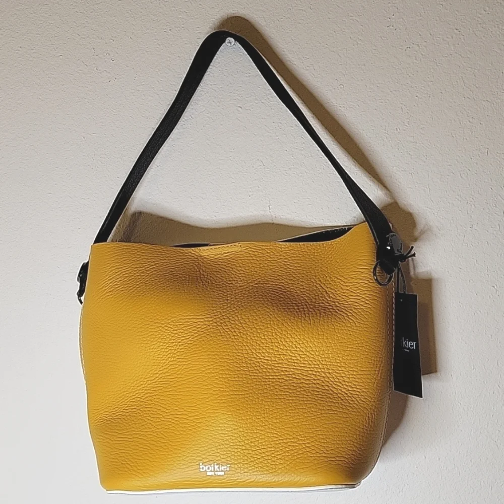 botkier Convertible Bucket Leather Bag, Turmeric Combo, NWT